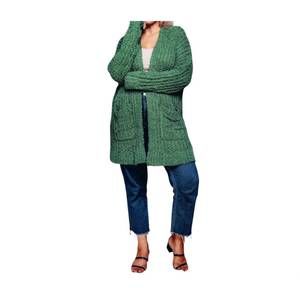 NEW SWEATERLAND curvy popcorn long cardigan in green